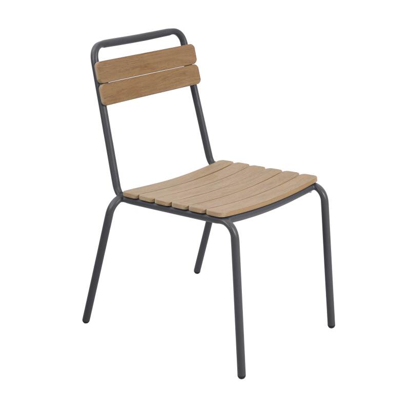 Table de jardin effet bois en métal et polywood 180x90 cm et 8 chaises (4/8)