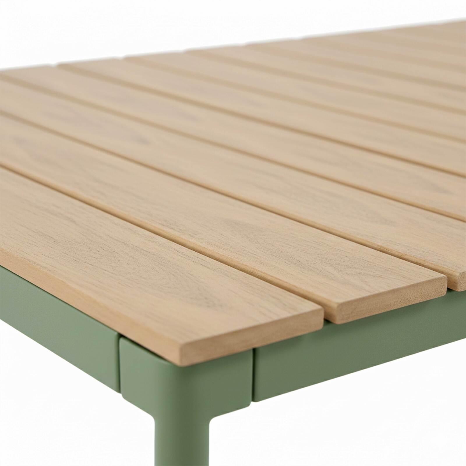 Table de jardin effet bois en métal et polywood 180x90 cm et 8 chaises