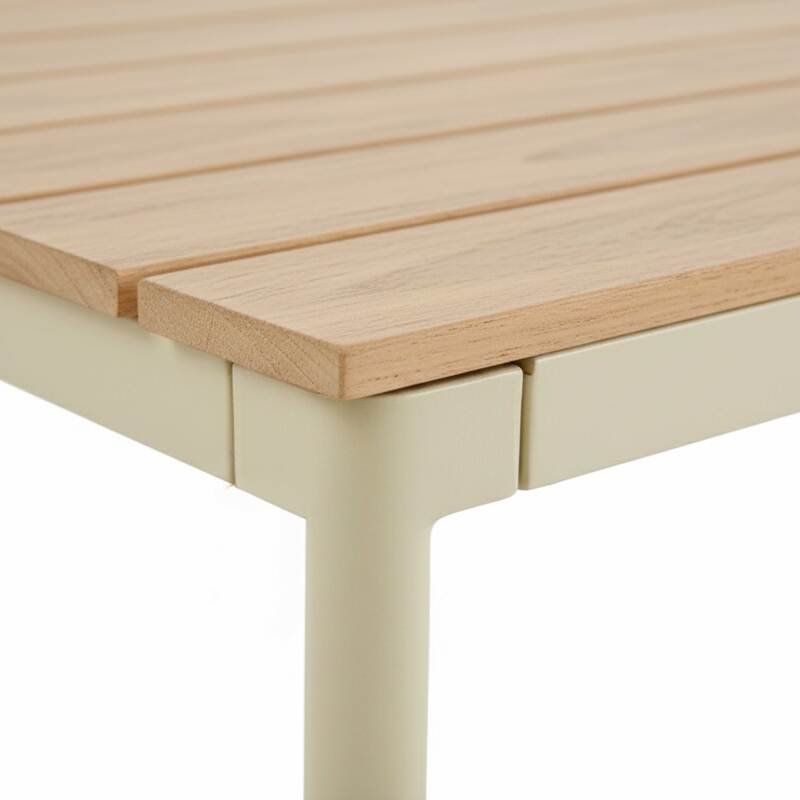 Table de jardin effet bois en métal et polywood 8 personnes 180x90 cm (2/5)