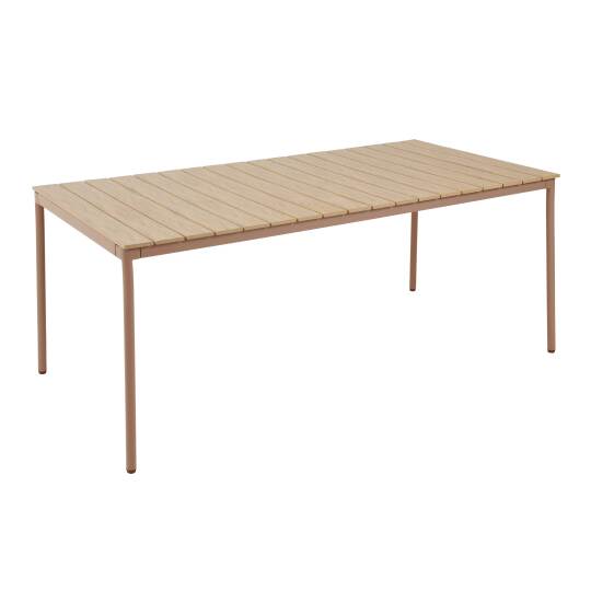 Table de jardin effet bois en métal et polywood 8 personnes 180x90 cm | Oviala