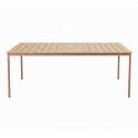 Table de jardin effet bois en métal et polywood 8 personnes 180x90 cm