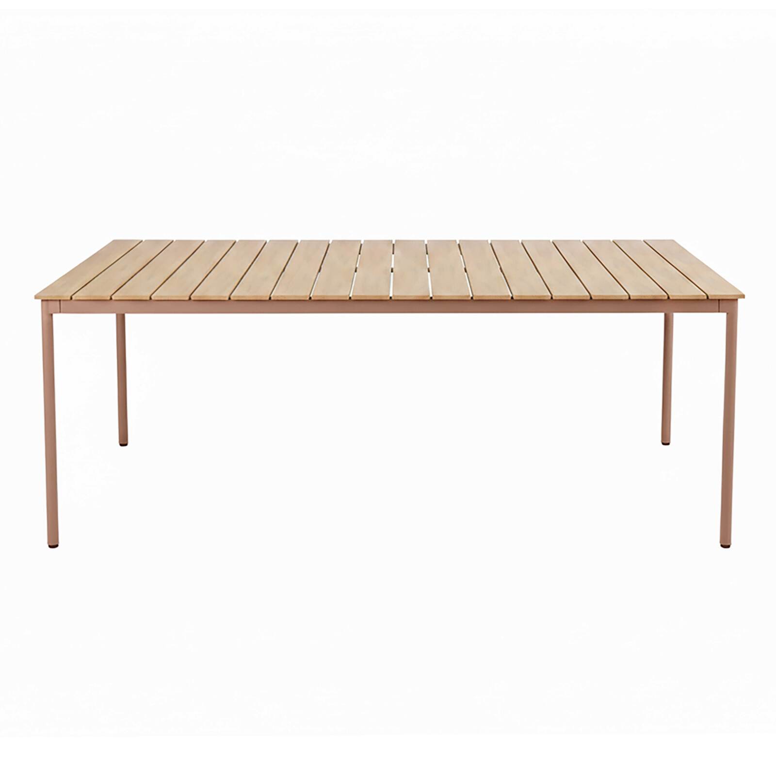 Table de jardin effet bois en métal et polywood 8 personnes 180x90 cm