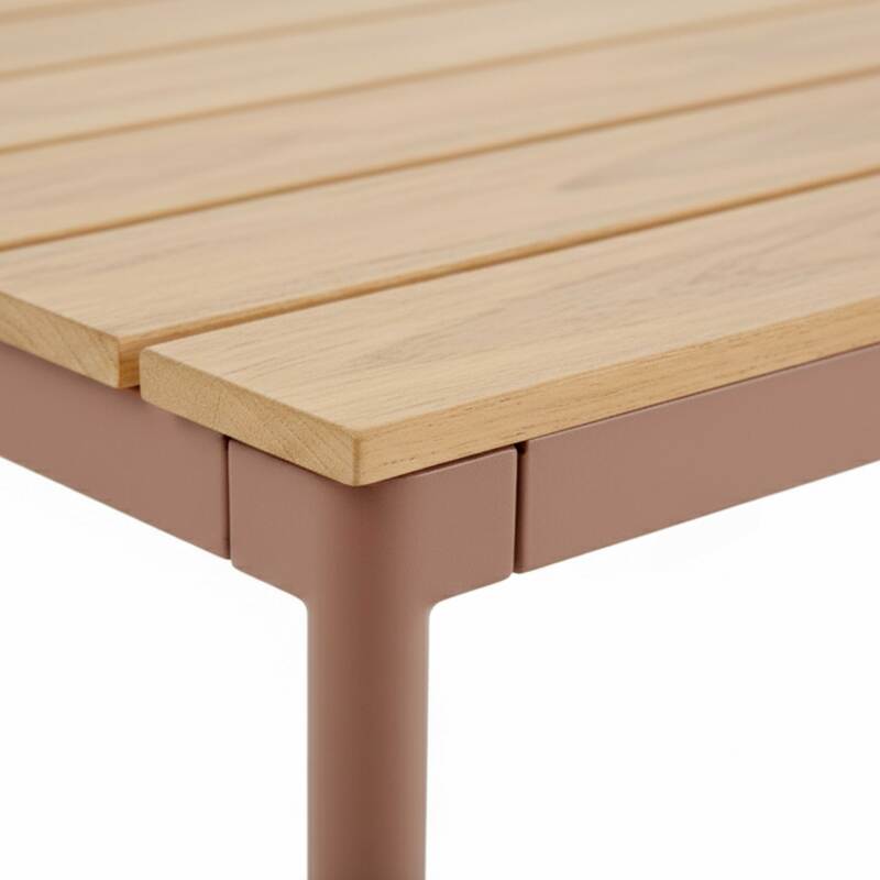 Table de jardin effet bois en métal et polywood 8 personnes 180x90 cm (2/5)