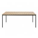 Table de jardin effet bois en métal et polywood 8 personnes 180x90 cm