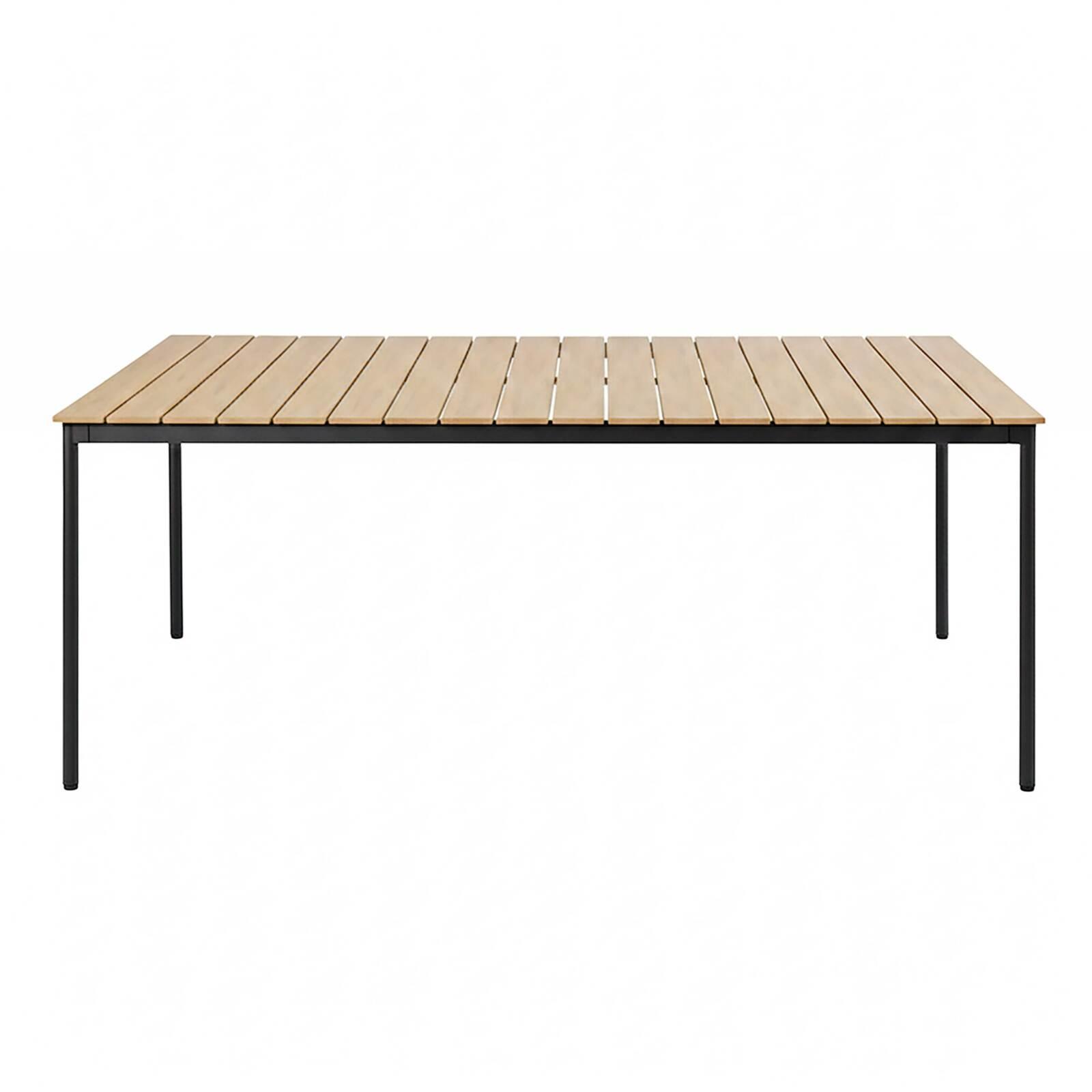 Table de jardin effet bois en métal et polywood 8 personnes 180x90 cm