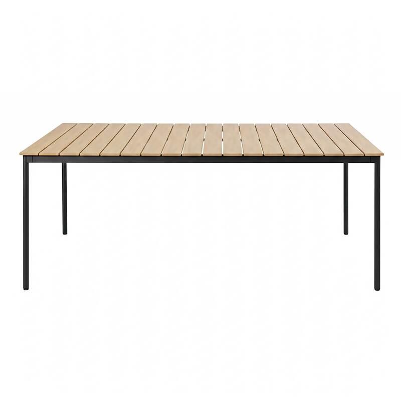 Table de jardin effet bois en métal et polywood 8 personnes 180x90 cm