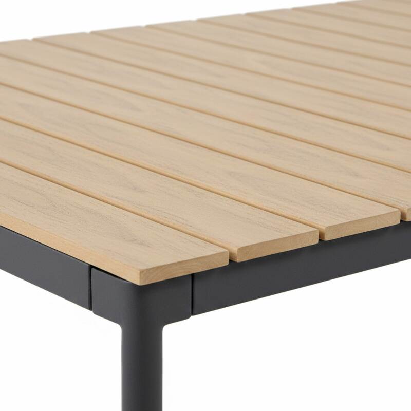 Table de jardin effet bois en métal et polywood 8 personnes 180x90 cm (3/6)