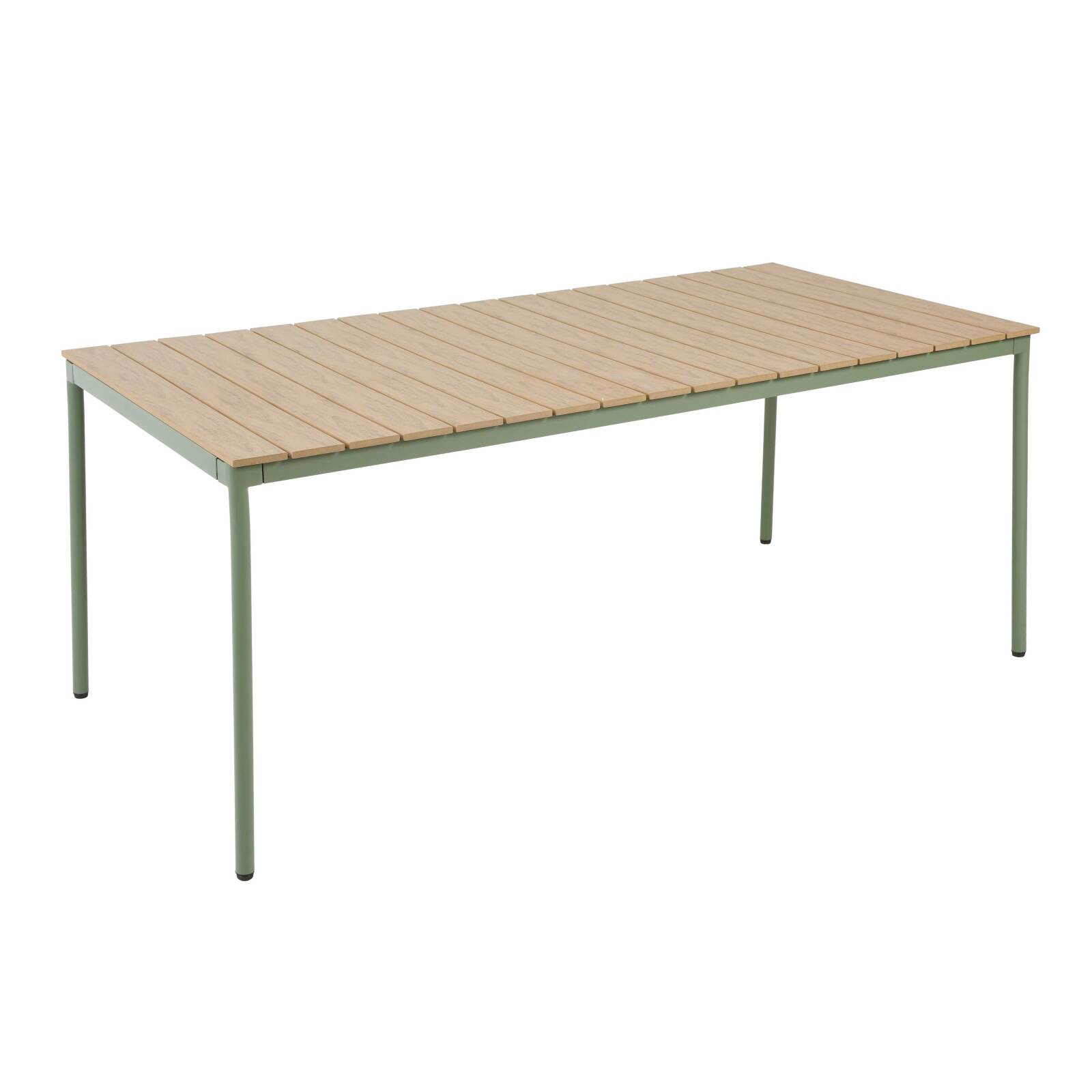 Table de jardin effet bois en métal et polywood 8 personnes 180x90 cm
