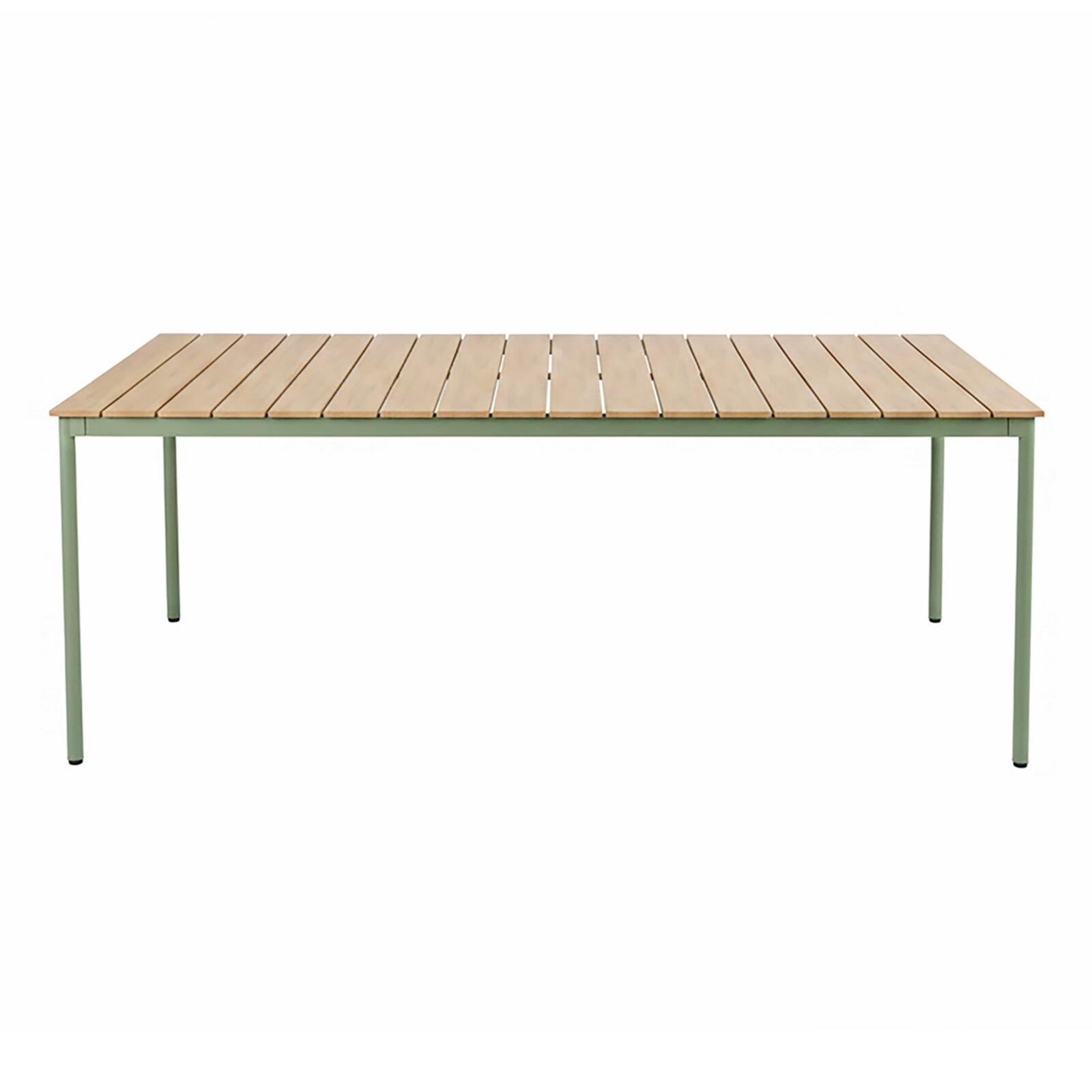 Table de jardin effet bois en métal et polywood 8 personnes 180x90 cm