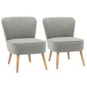 Fauteuils crapaud en tissu et bois - Lot de 2