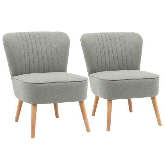 Fauteuils crapaud en tissu et bois - Lot de 2 | Oviala