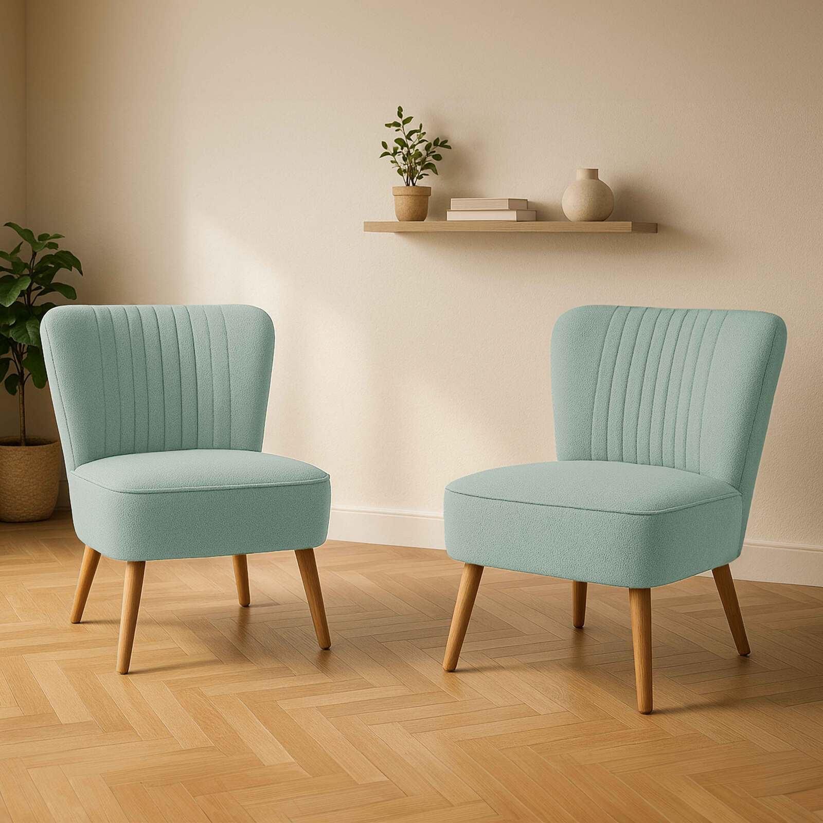 Fauteuils crapaud en tissu et bois - Lot de 2