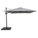 Parasol déporté 3x3 m carré inclinable rotatif 360° et 4 dalles à lester remplissables