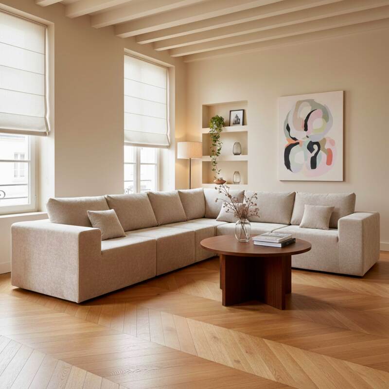 Table basse effet bois ronde Ø80 x 45 cm    (4/6)