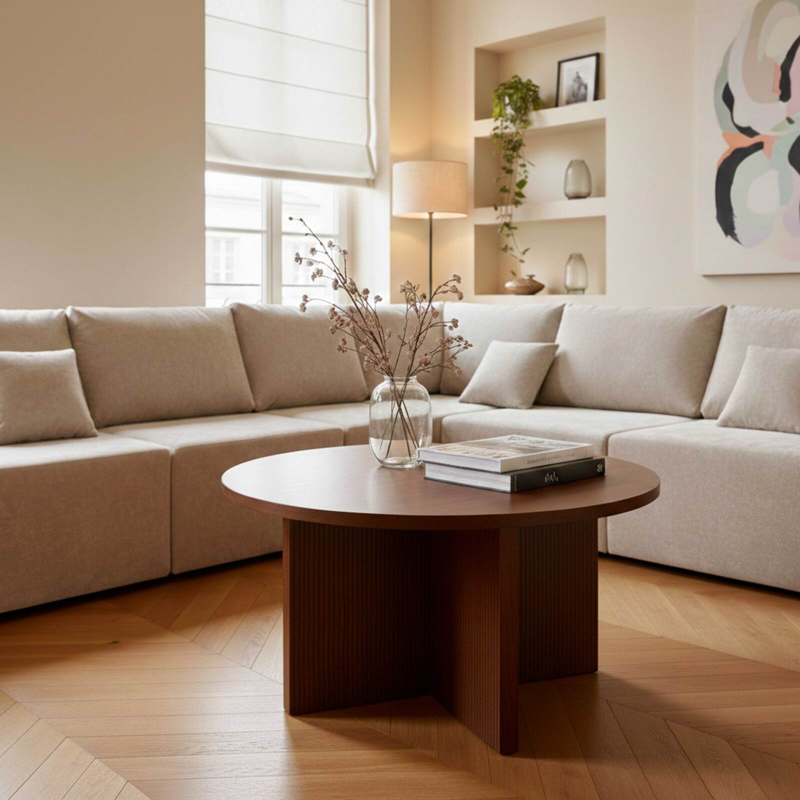 Table basse effet bois ronde Ø80 x 45 cm   