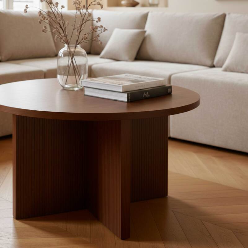 Table basse effet bois ronde Ø80 x 45 cm    (5/6)