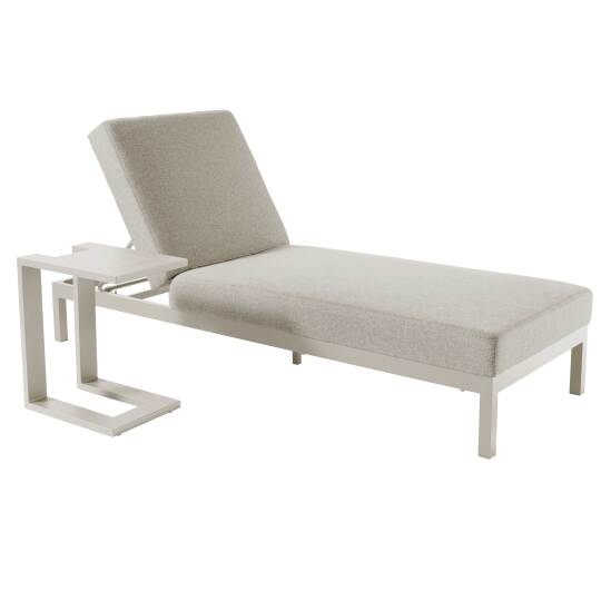 Bain de soleil aluminium inclinable 5 positions avec coussin et tablette