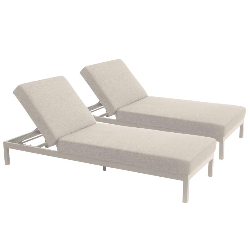 Bains de soleil aluminium inclinables 5 positions avec coussin - Lot de 2