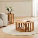 Tables basses gigognes effet bois rondes Ø50 et Ø75 cm - Par 2 - Ambiance