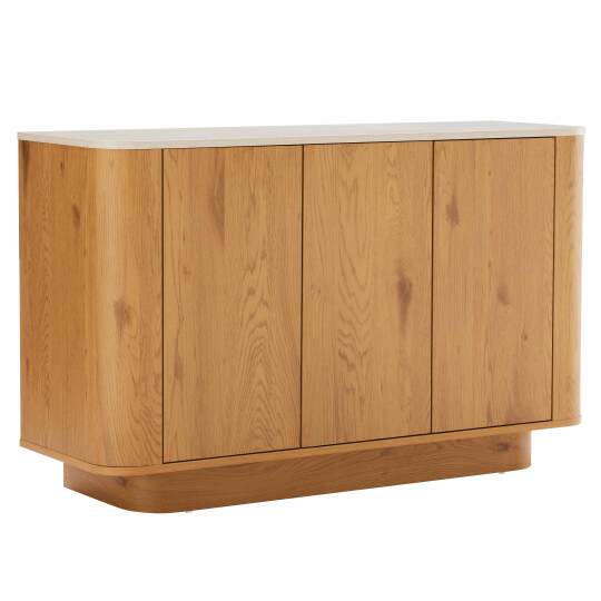 Buffet effet bois FSC® 3 portes 120 cm style scandinave | Oviala
