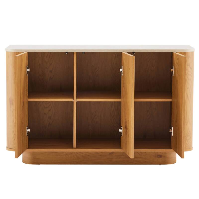 Buffet effet bois FSC® 3 portes 120 cm style scandinave  (3/7)