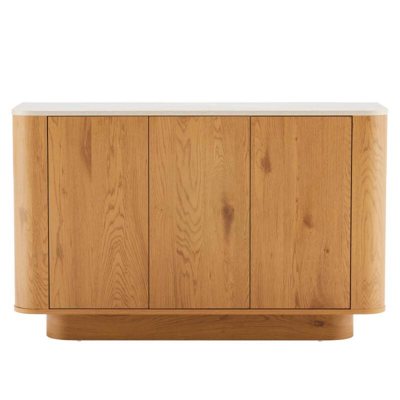 Buffet effet bois FSC® 3 portes 120 cm style scandinave  (2/7)