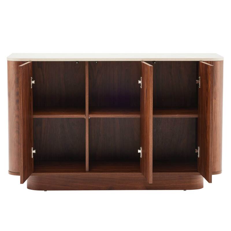 Buffet effet bois FSC® 3 portes 120 cm style scandinave  (3/7)