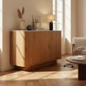 Buffet effet bois FSC® 3 portes 120 cm style scandinave 