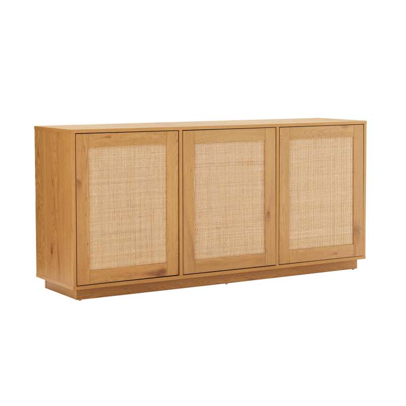 Buffet effet bois FSC® 3 portes 160 cm style scandinave 