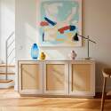 Buffet effet bois FSC® 3 portes 160 cm style scandinave 