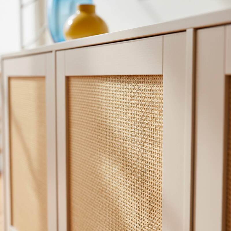 Buffet effet bois FSC® 3 portes 160 cm style scandinave  (2/8)