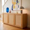 Buffet effet bois FSC® 3 portes 160 cm style scandinave 