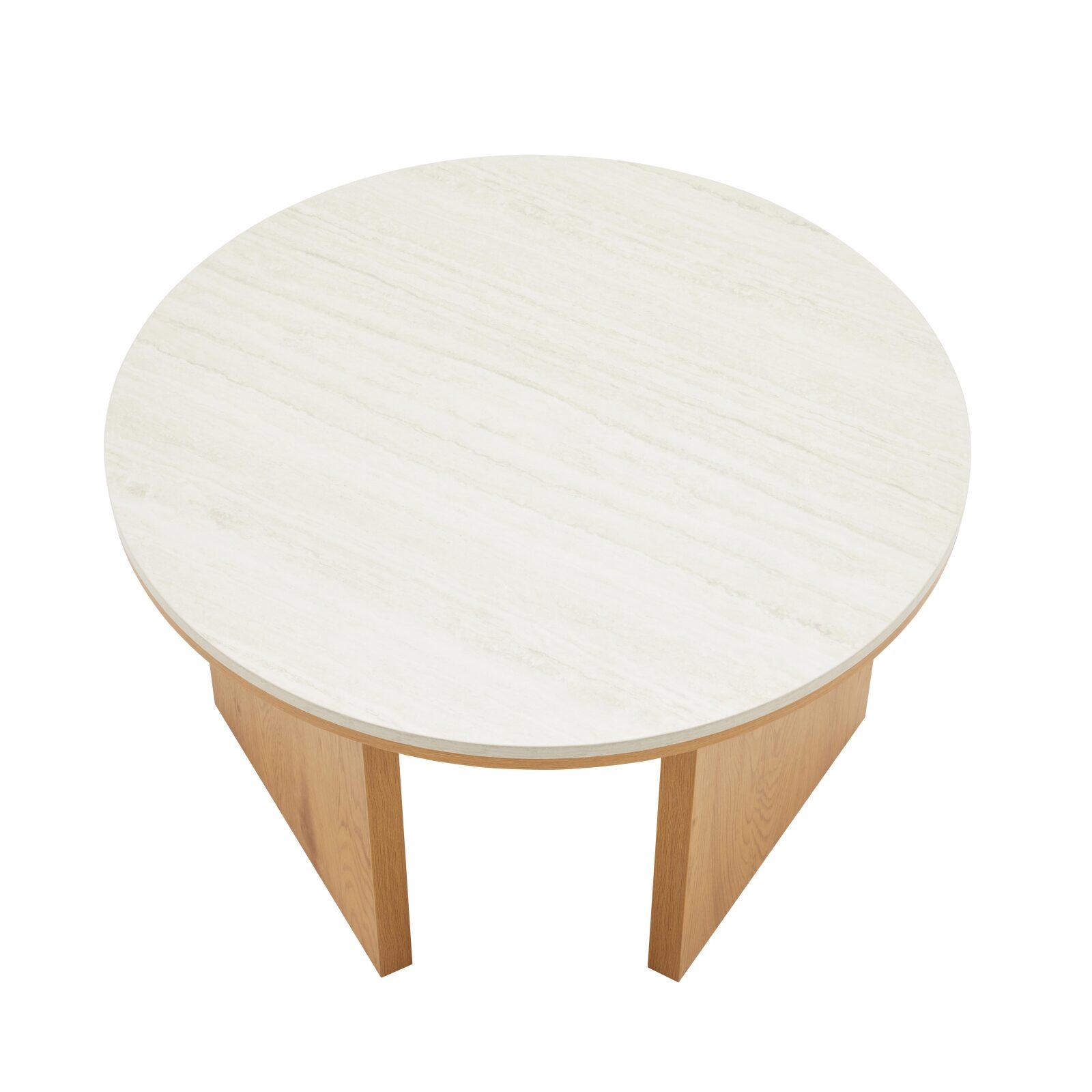 Table basse effet bois FSC® ronde Ø80 cm