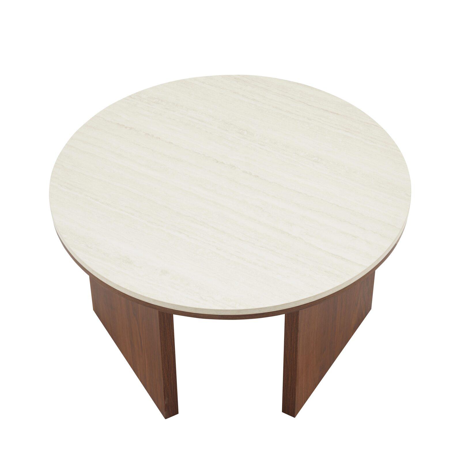 Table basse effet bois FSC® ronde Ø80 cm