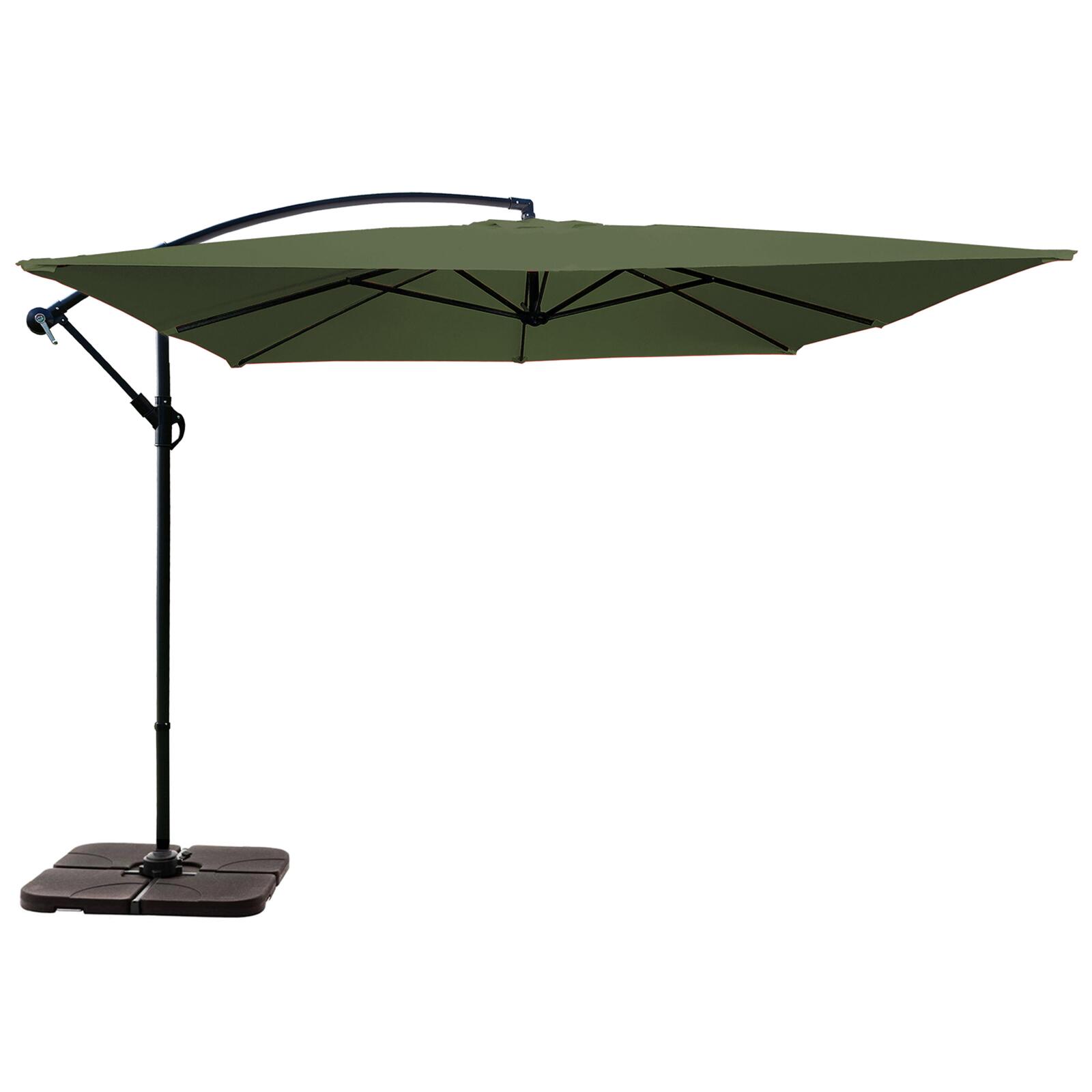 Parasol déporté 3x3 m carré et 4 dalles à lester remplissables