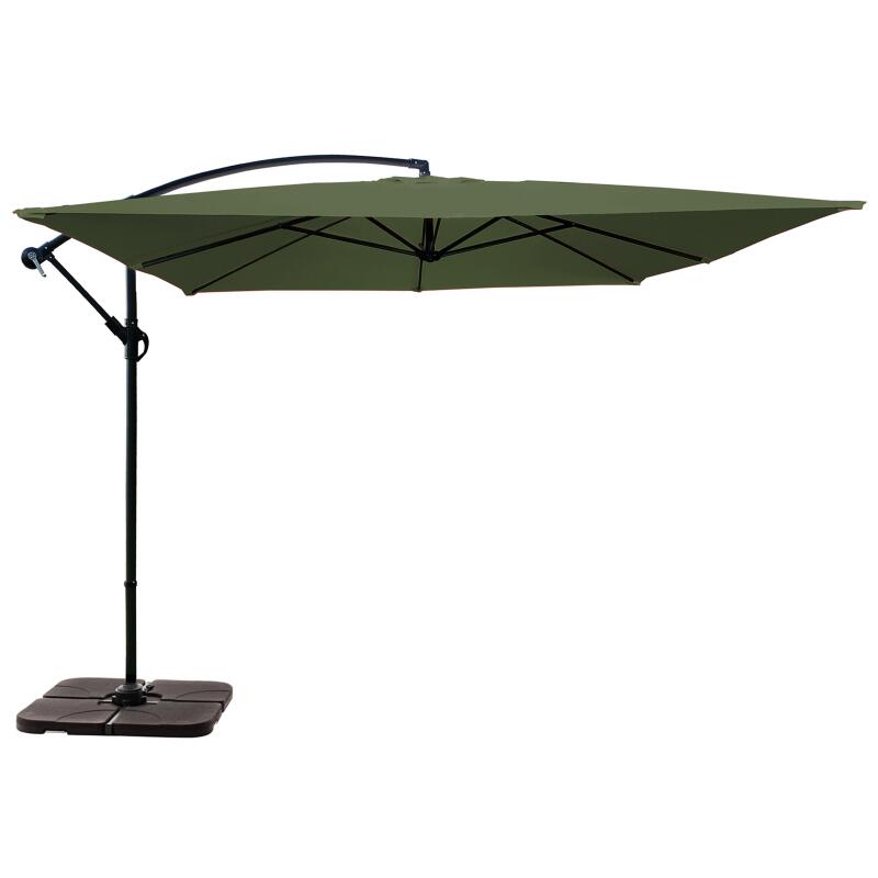 Parasol déporté 3x3 m carré et 4 dalles à lester remplissables