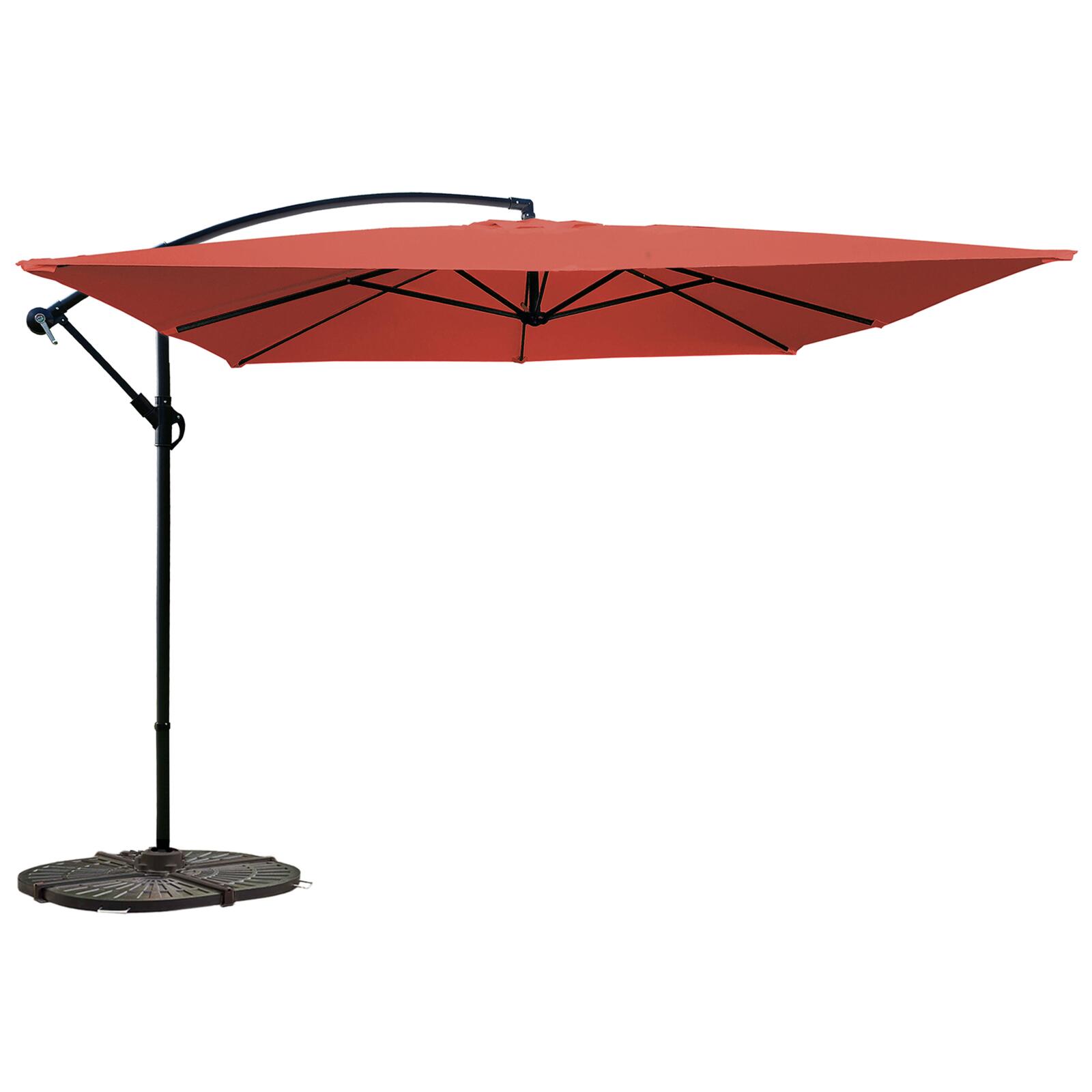 Parasol déporté 3x3 m carré et 4 dalles lestées