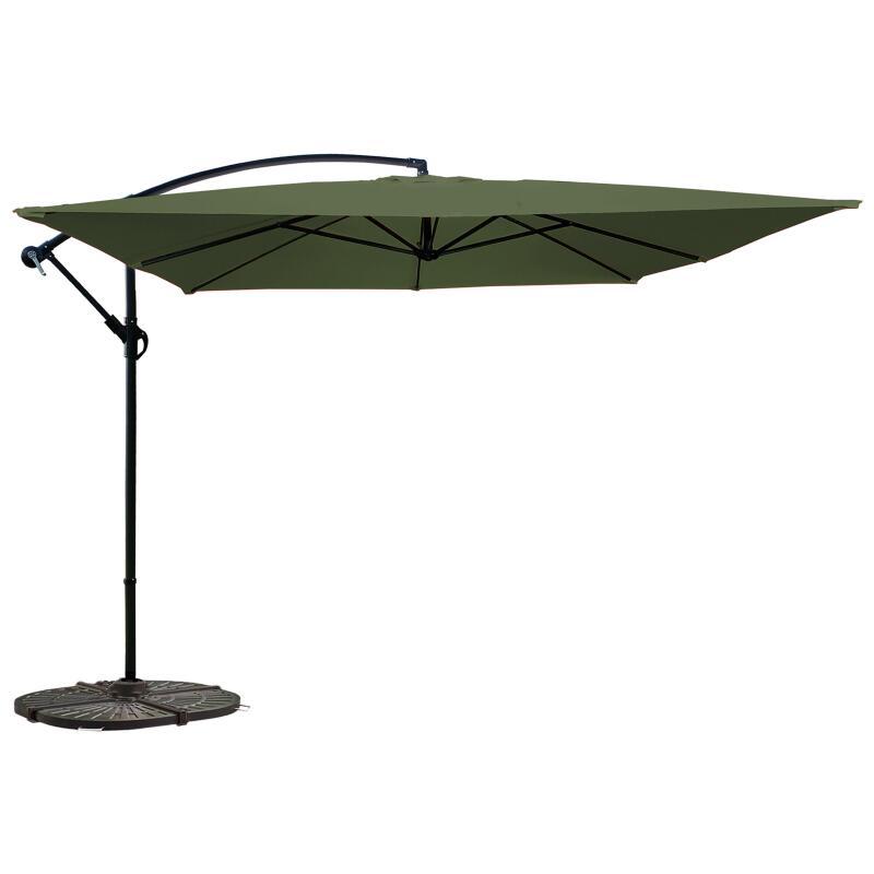 Parasol déporté 3x3 m carré et 4 dalles lestées