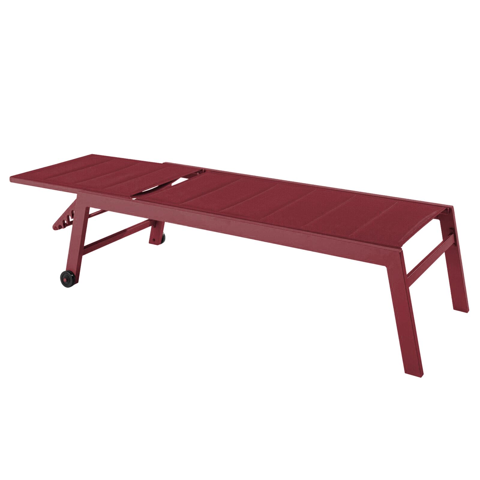 Bains de soleil aluminium et textilène inclinables 5 positions avec roues - Lot de 2