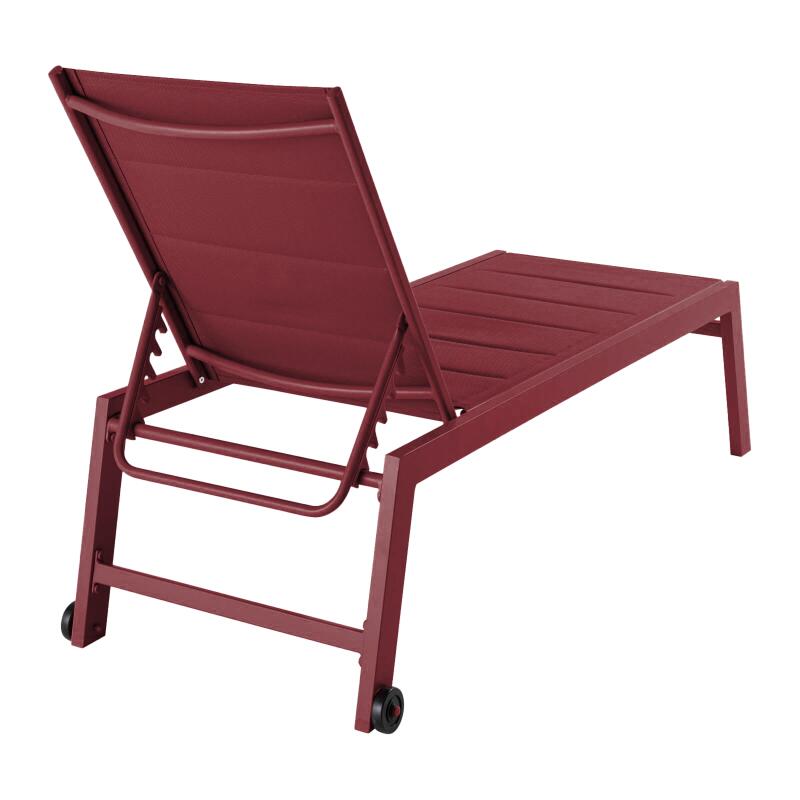 Bains de soleil aluminium et textilène inclinables 5 positions avec roues - Lot de 2 (4/6)