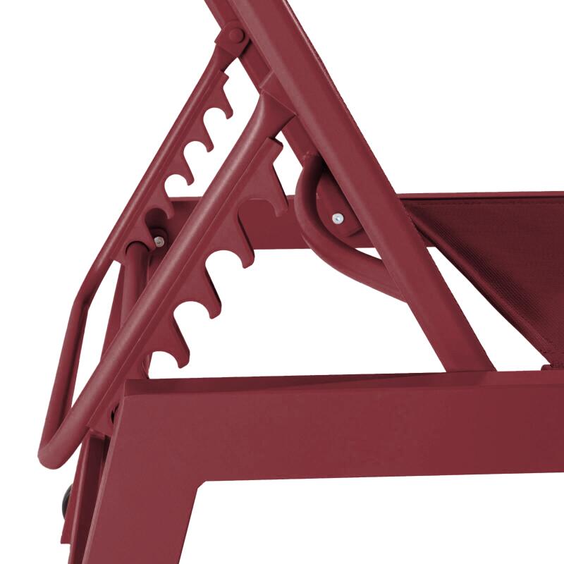 Bains de soleil aluminium et textilène inclinables 5 positions avec roues - Lot de 2 (5/6)