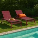 Bains de soleil aluminium et textilène inclinables 5 positions avec roues - Lot de 2 - Ambiance