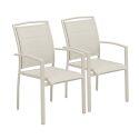Chaises de jardin en aluminium et textilène avec accoudoirs - Lot de 2