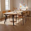 Table à manger extensible en métal et effet bois 6 à 10 personnes