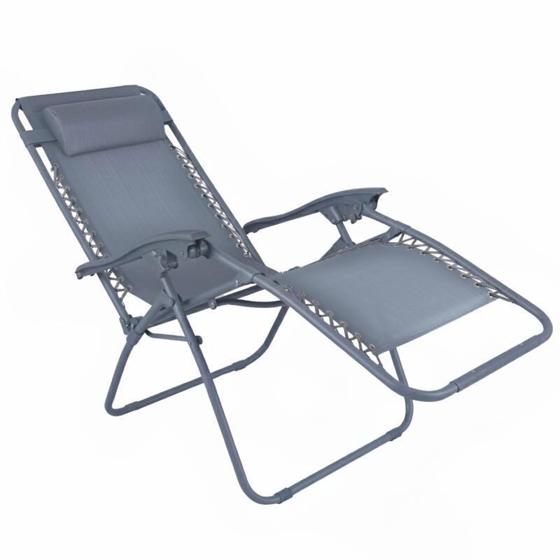 Fauteuil relax de jardin en métal et textilène inclinable (2/5)