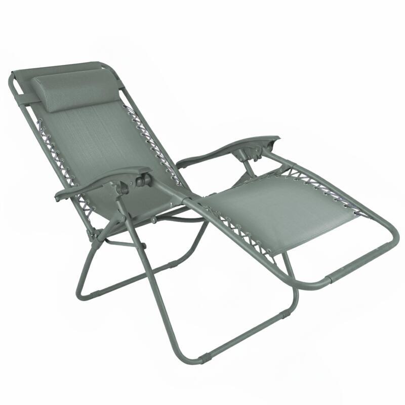 Fauteuil relax de jardin en métal et textilène inclinable (2/5)