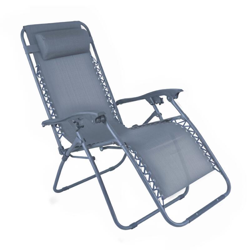 Fauteuils relax de jardin en métal et textilène inclinables - Lot de 2 (2/6)