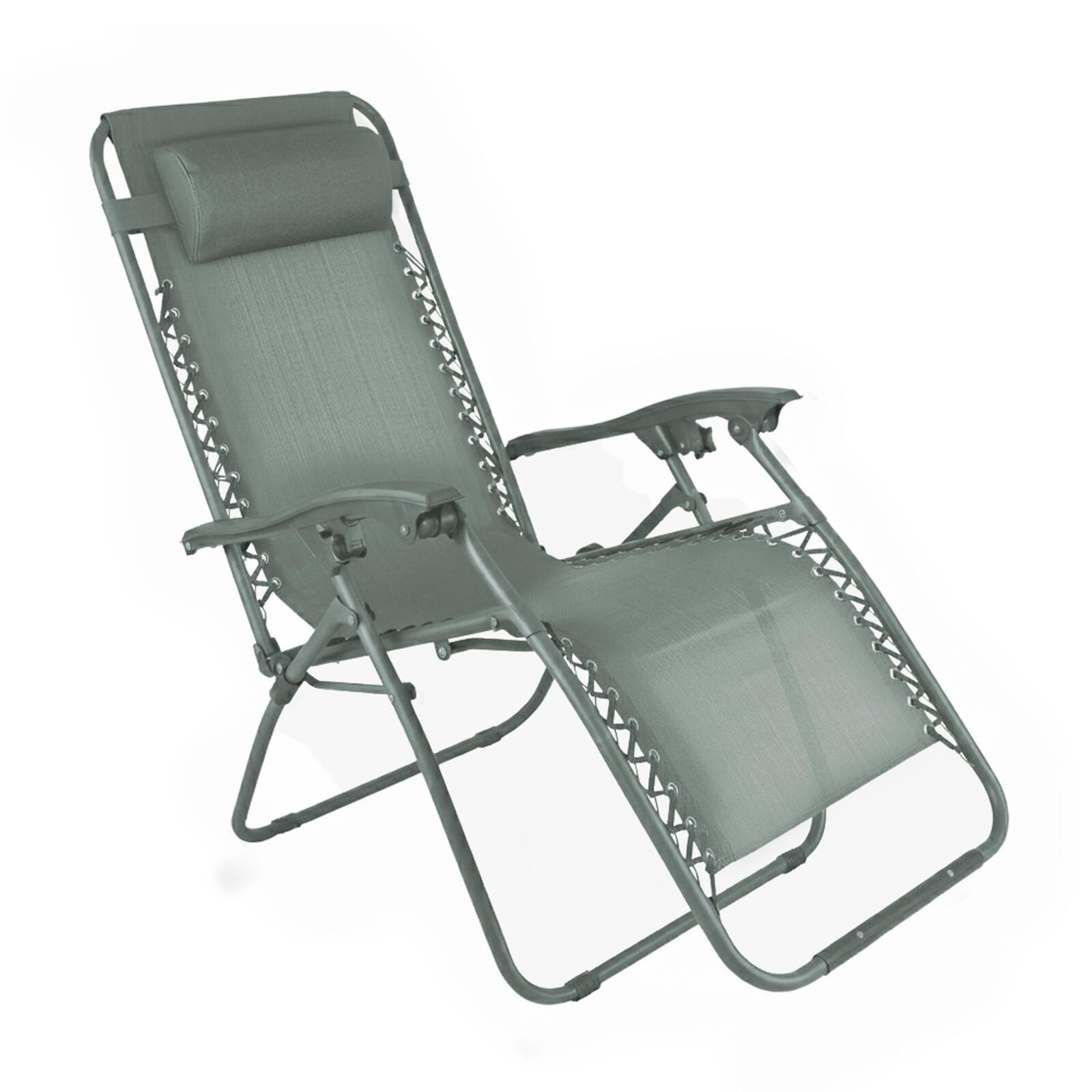 Fauteuils relax de jardin en métal et textilène inclinables - Lot de 2