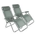Fauteuils relax de jardin en métal et textilène inclinables - Lot de 2