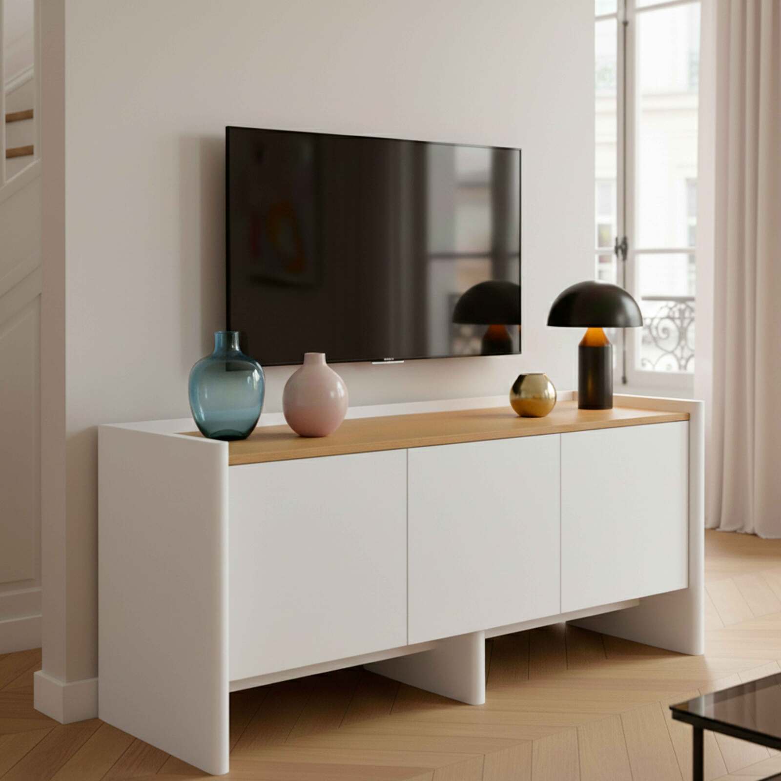 Meuble TV coloré 120 cm rétro